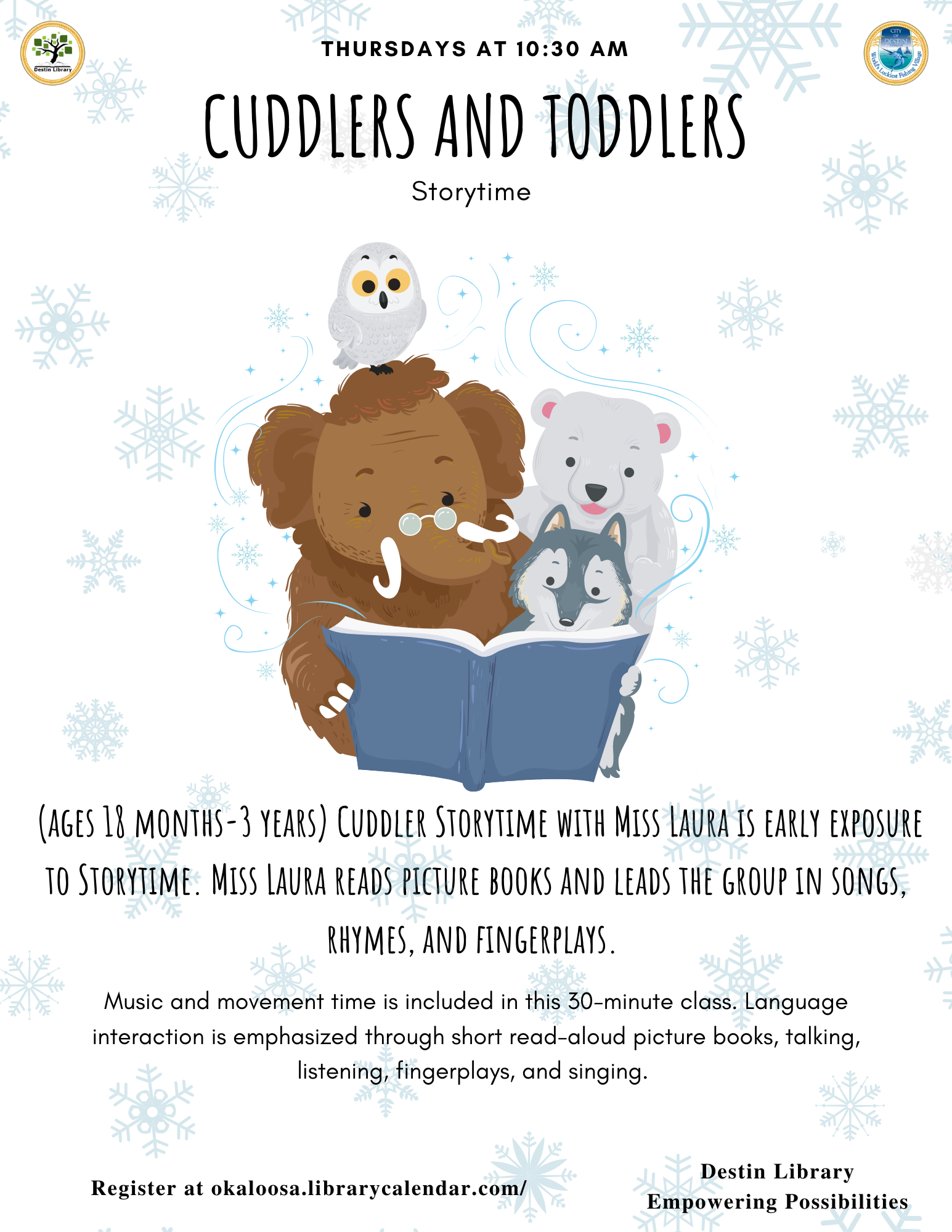 Cuddlers and Toddlers Storytime: Thursdays at 10:30