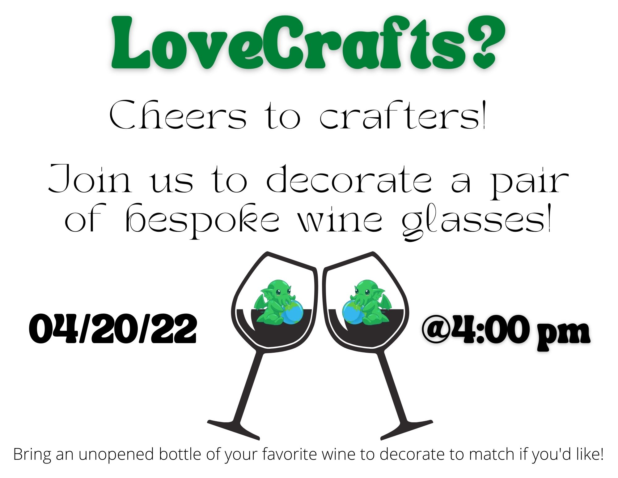 Love Crafts? Join us this April to decorate bespoke wine glasses!