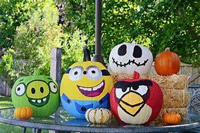 Various decorated pumpkins