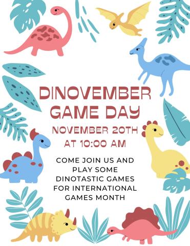 Frame of fun, colorful dinosaurs  for dinovember game day