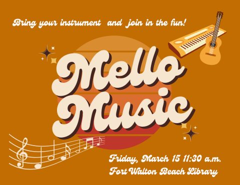 Mello Music jam session Friday March 15 11:30 a.m. FWB Library