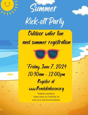 summer kick off water party at the mary esther library friday june 7 2024 10:30am - noon
