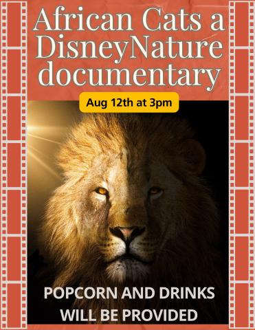 Nature Movie flyer for 'African Cats' documentary 