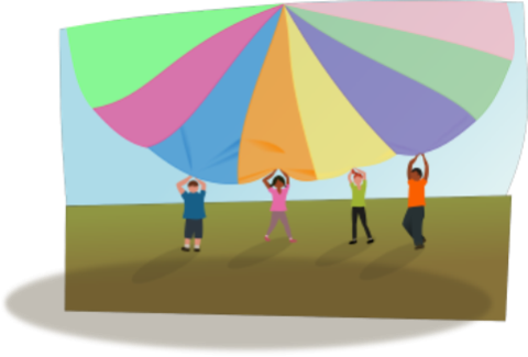 kids playing with parachute