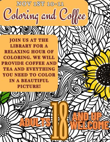 Coloring and Coffee flyer