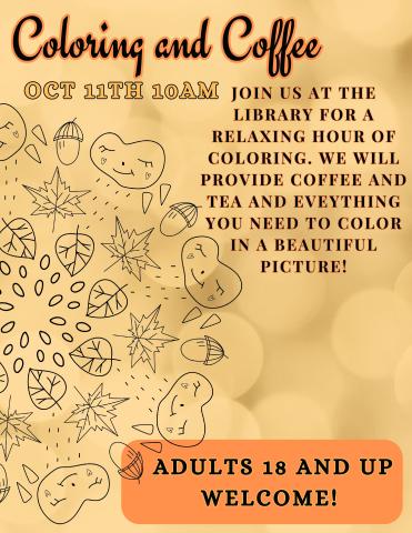 Coloring and Coffee flyer