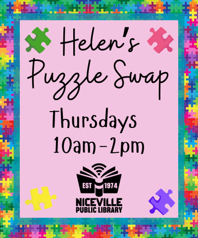 Helen's Puzzle Swap Niceville Library flyer