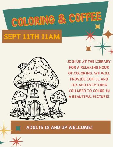 Coloring and Coffee flyer