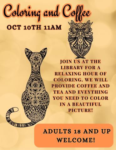 Coloring and Coffee flyer