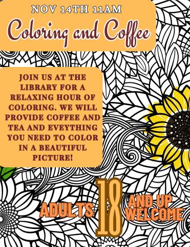 Coloring and Coffee flyer