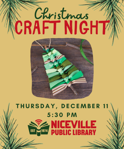 Niceville Library Christmas Craft Night flyer
