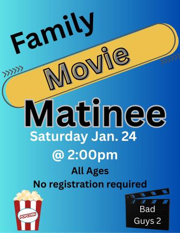 popcorn bucket, blue backbackground Bad Guys 2 movie on black movie sign