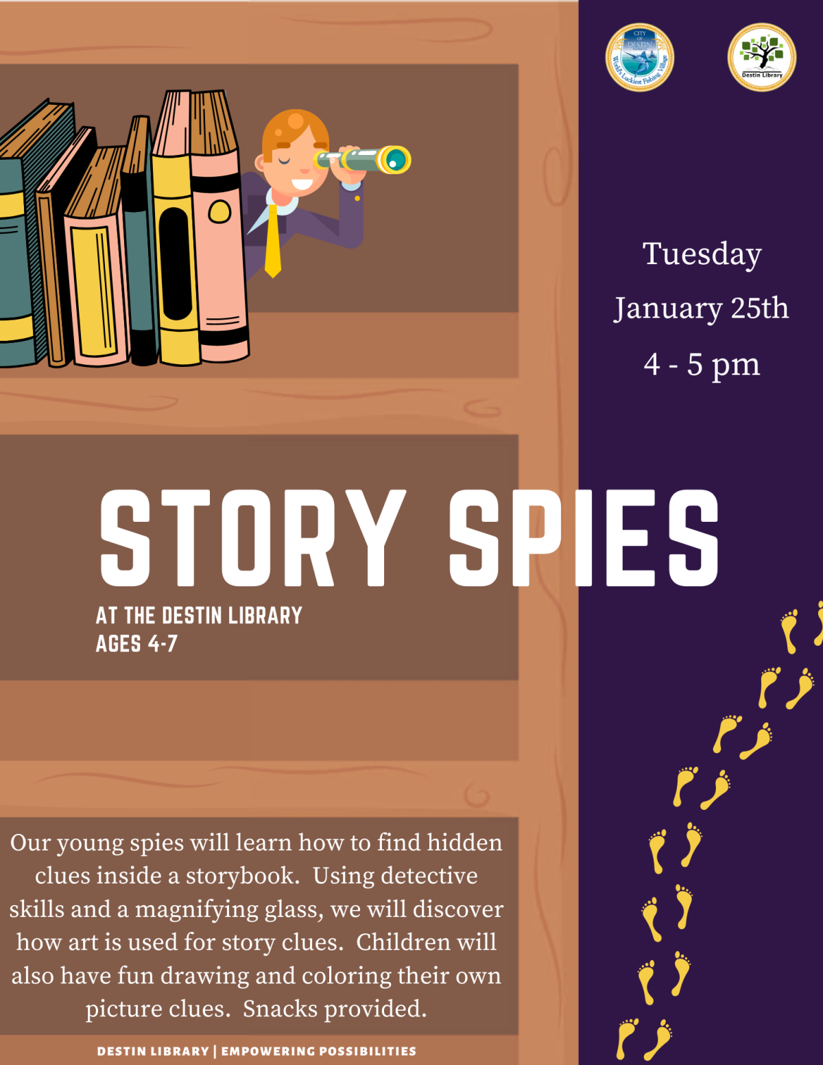 Story Spies Tuesday January 25th 4-5 pm