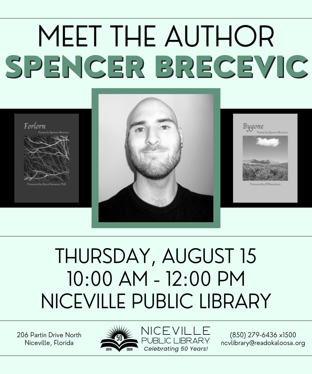 Meet the Author Spencer Brecevic event flyer