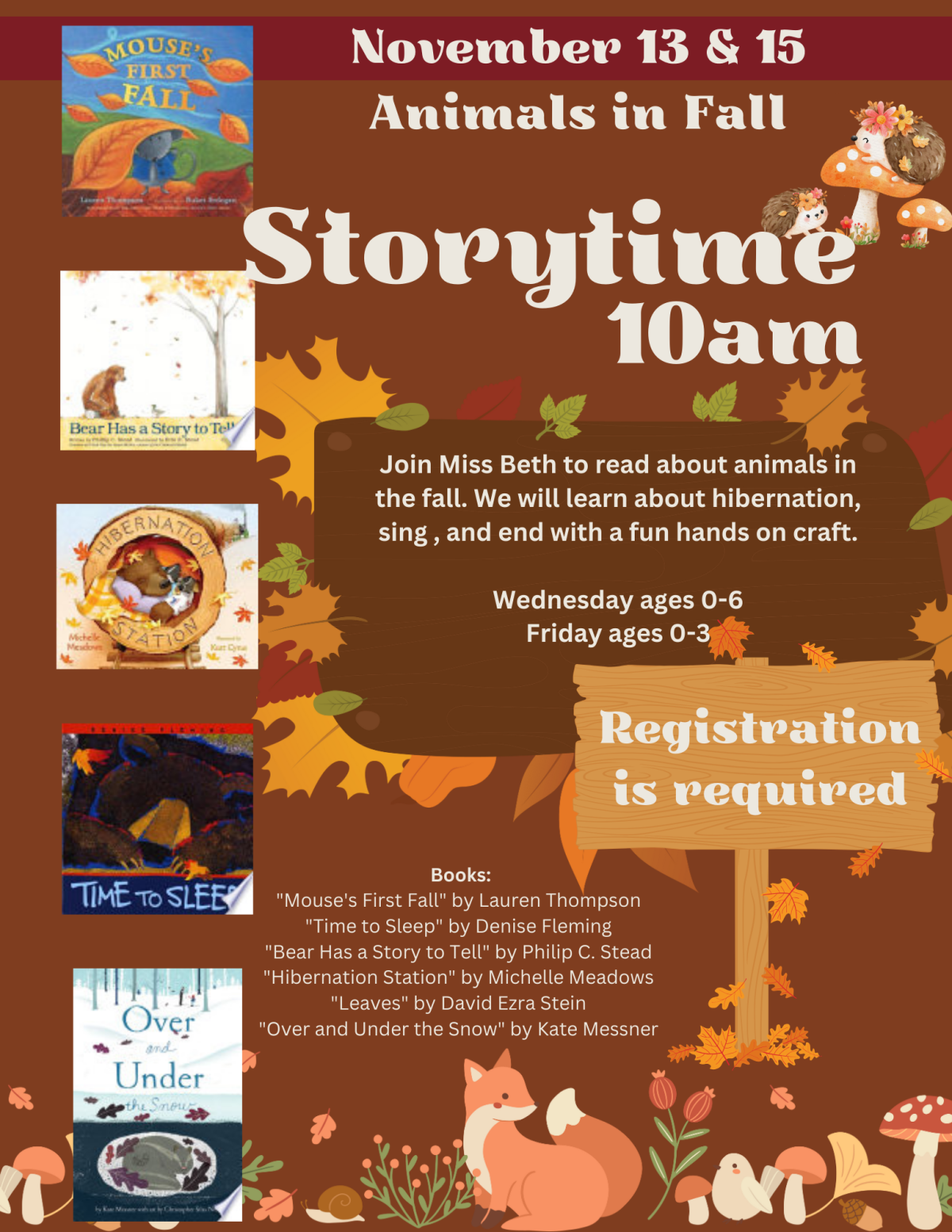 Animals in Fall Storytime