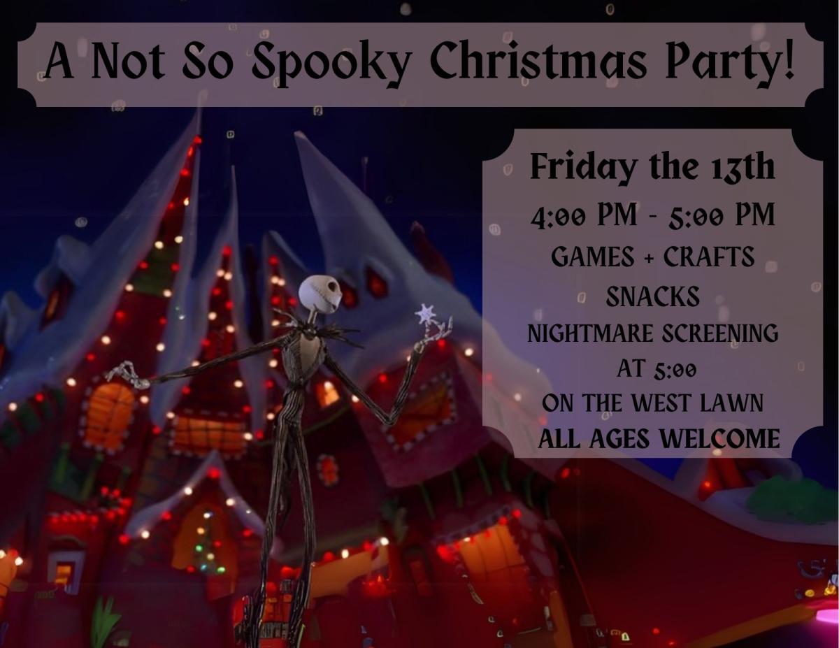 Jack Skellington in Christmas town with event details