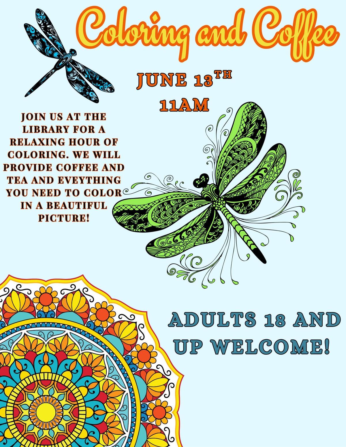 Coloring and Coffee flyer