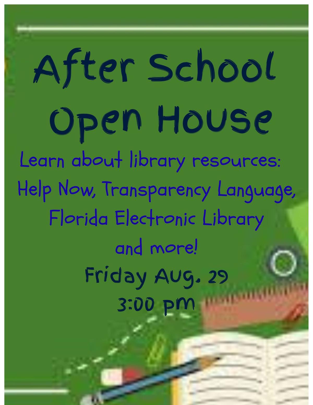 Open house text with green background