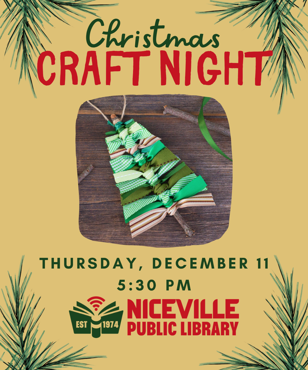 Niceville Library Christmas Craft Night flyer